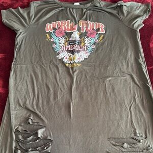 Plus size World Tour Graphic Tee - Olive Green